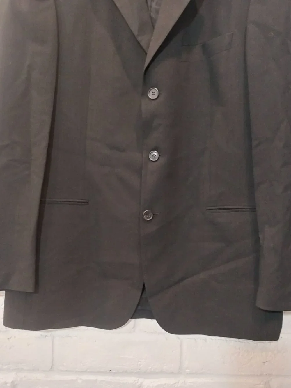 Vintage Hugo Boss Sport Coat 44R Solid Black 100% Virgin Wool Blazer Made in USA